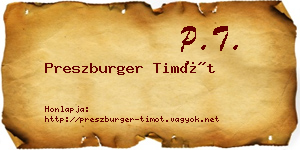 Preszburger Timót névjegykártya